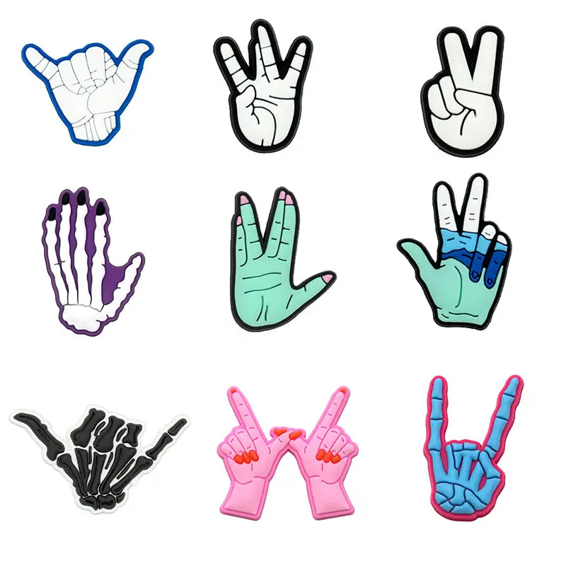 9-100pcs Gesture Series Shoe Charms For Sandals,Shoe Decoration Accessories Shoe Pins Great Gift For Men Women