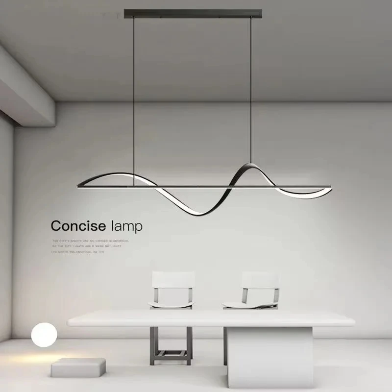 LED Pendant Lighting Hanging Adjustable Straight Rod Not Shine Dimmable Linear Chandelier Remote Kitchen Bedroom Dining