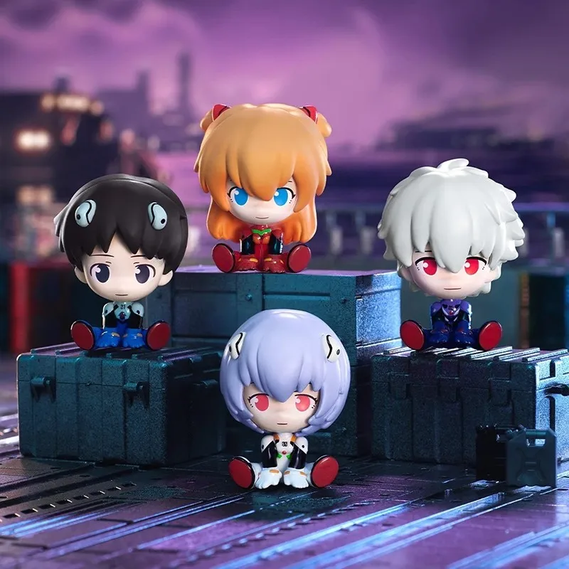 

New Century Evangelion Blind Box Mini Asuka Sitting Hands On Cute Cute Cute Doll Anime Peripheral Cartoon Desktop Ornament