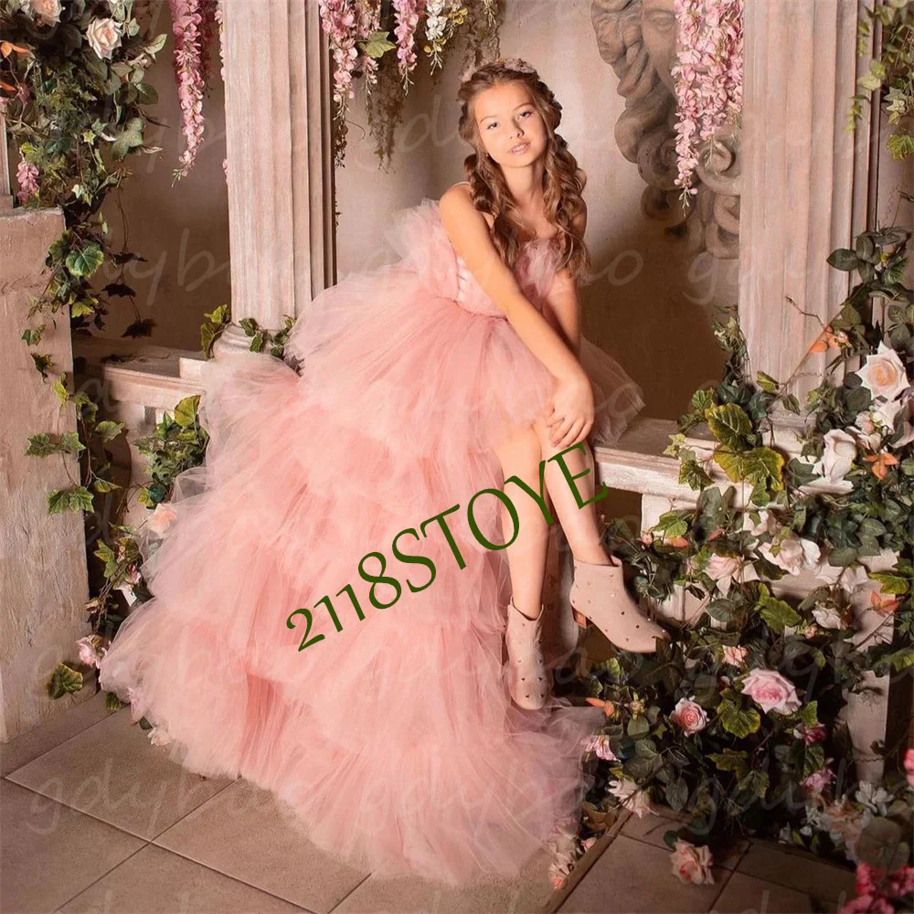 Lace Satin Flower Girl Dresses Elegant O-Neck First Communion Wedding Party Formal Occasion Customized Clothing