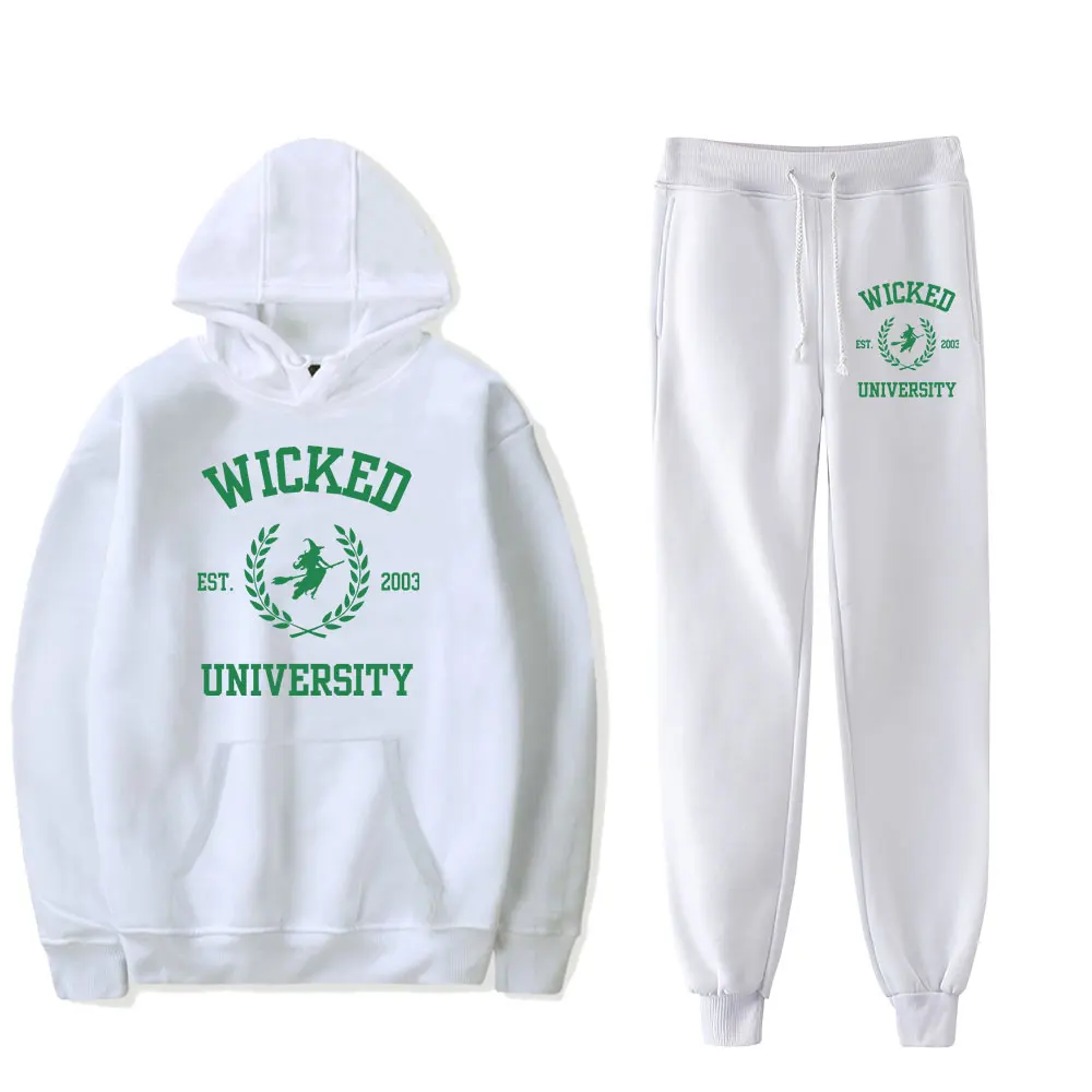 Wicked University Green Witch Vintage 90s PULLOVER Fashion Merch Hoodies Sports Set Hoodies Two-Piece Women Clothing Men