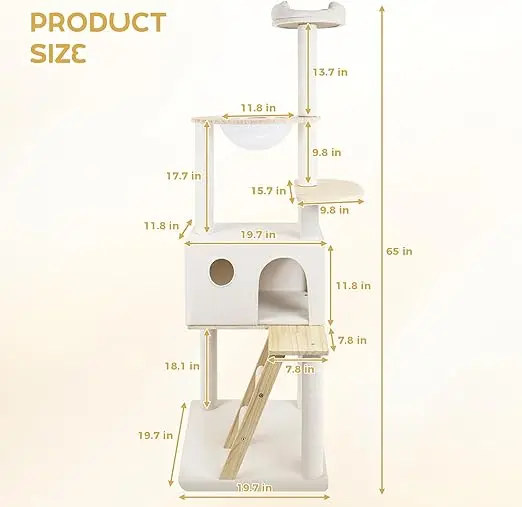 MultiFunctional Wooden Cat Tree With Condo and Scratching Posts Home Living Room MultiCat Activity Area  Comfortable Rest