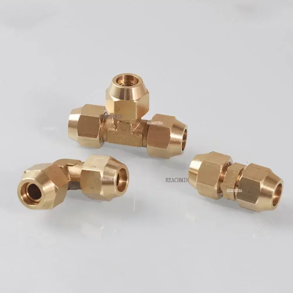 

6/8/10/12mm Metric Flare Pipe Fitting Connector Euqal Coupling with Nut Straight Elbow Tee for Air Conditioner Copper Tube