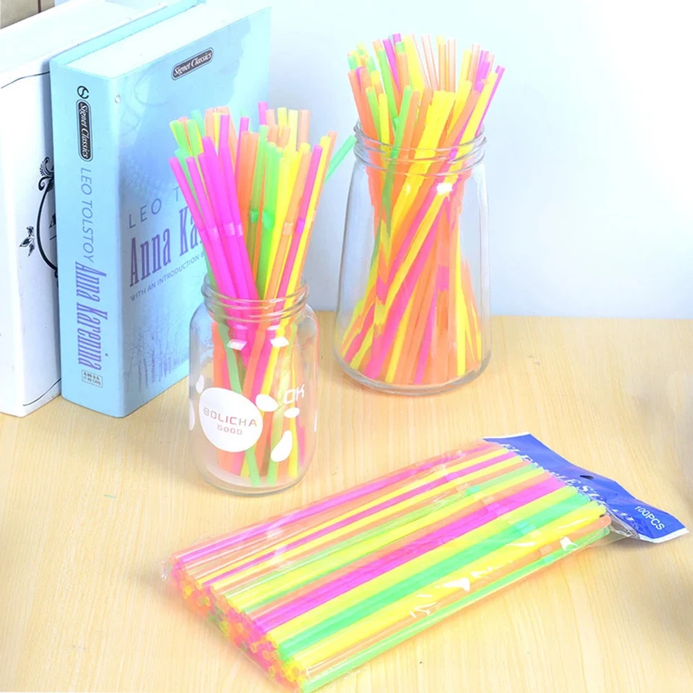 50/3000PC Colorful Black Drinking Straws Party Rietjes Kunststof plastique Beverage Straw Wholesale Milk Tea Kitchen Accessory