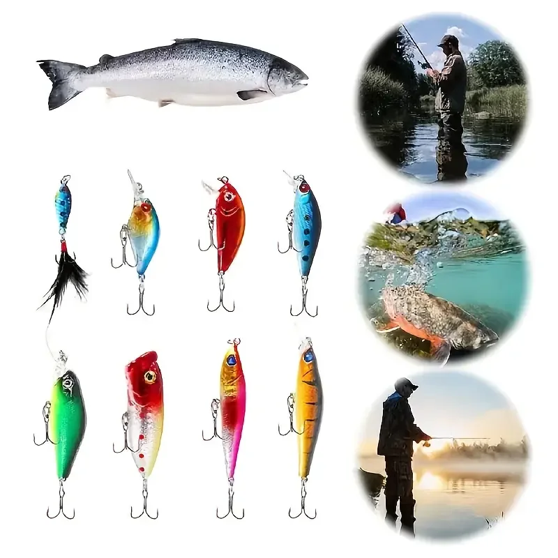 

12pcs Premium Minnow Fishing Lure Set - Realistic Hard Baits in Vibrant Colors, Durable ABS Plastic, with Treble Hooks for Fresh
