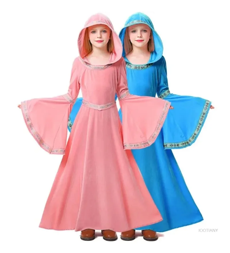 

Halloween Pink And Blue Vampire Children's Costume Girls' Party Cosplay Performance, European Medieval Costume