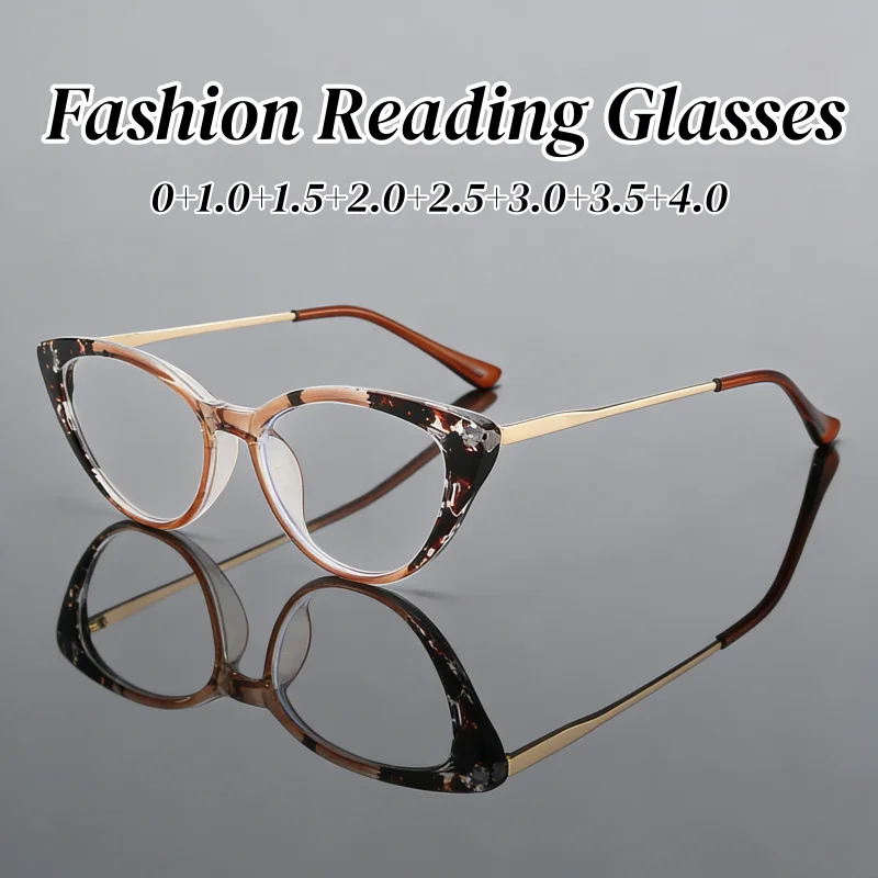 

Men Women Vintage Cat Eye Reading Glasses Trendy Farsighted Eyewear with Plus Diopter Blue Light Blocking Eyeglasses Frames