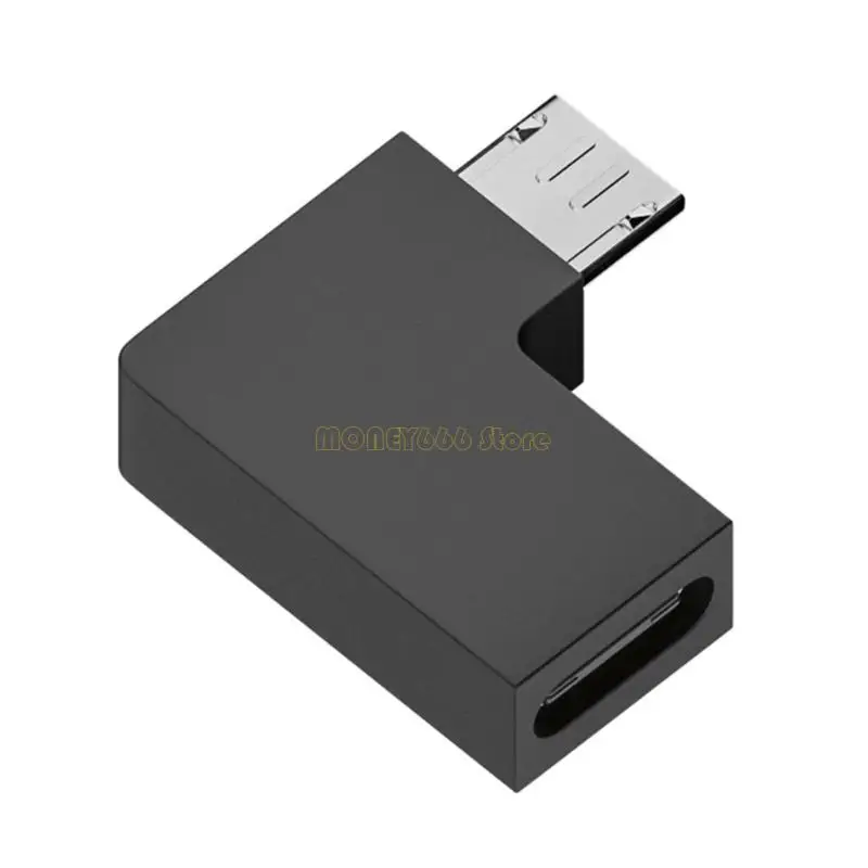 F62C Micro USB Männlich zum Typ C Weibchen linker 90 -Grad -Adapter 480 Mbit / s für Laptop