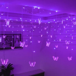 3.5M LED Butterfly Icicle Curtain Garland Fairy String Lights Indoor for Valentine's Day Room Wedding Birthday Party Decoration