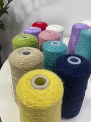 250g Bright Wire Mohair Yarn with Sequins for Crochet Knitting Clothing DIY Dolls Sweater Soft Thin Wool Thread Comfortable Blue