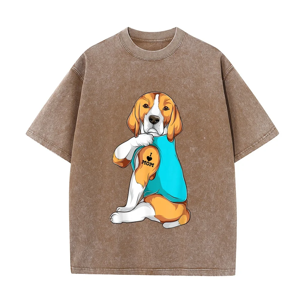 Beagle I Love Mom Apparel Dog Gifts T-Shirt Men Y2k Clothes 티셔츠 Short Sleeve Tee Unisex Summer Clothing Casual Pet Printing Tops