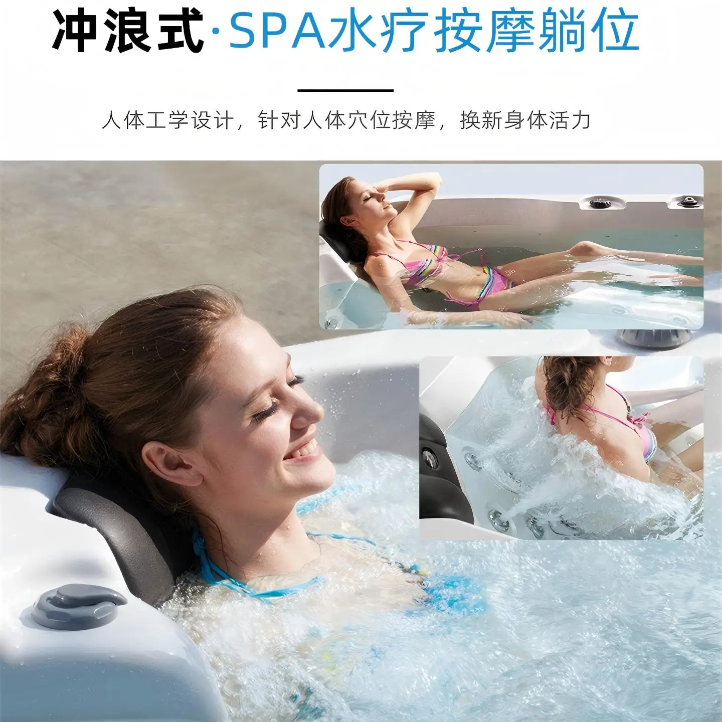 

ZQ Outdoor Villa Jacuzzi Hot Spring Bath Acrylic Smart Thermostatic Heating Spa