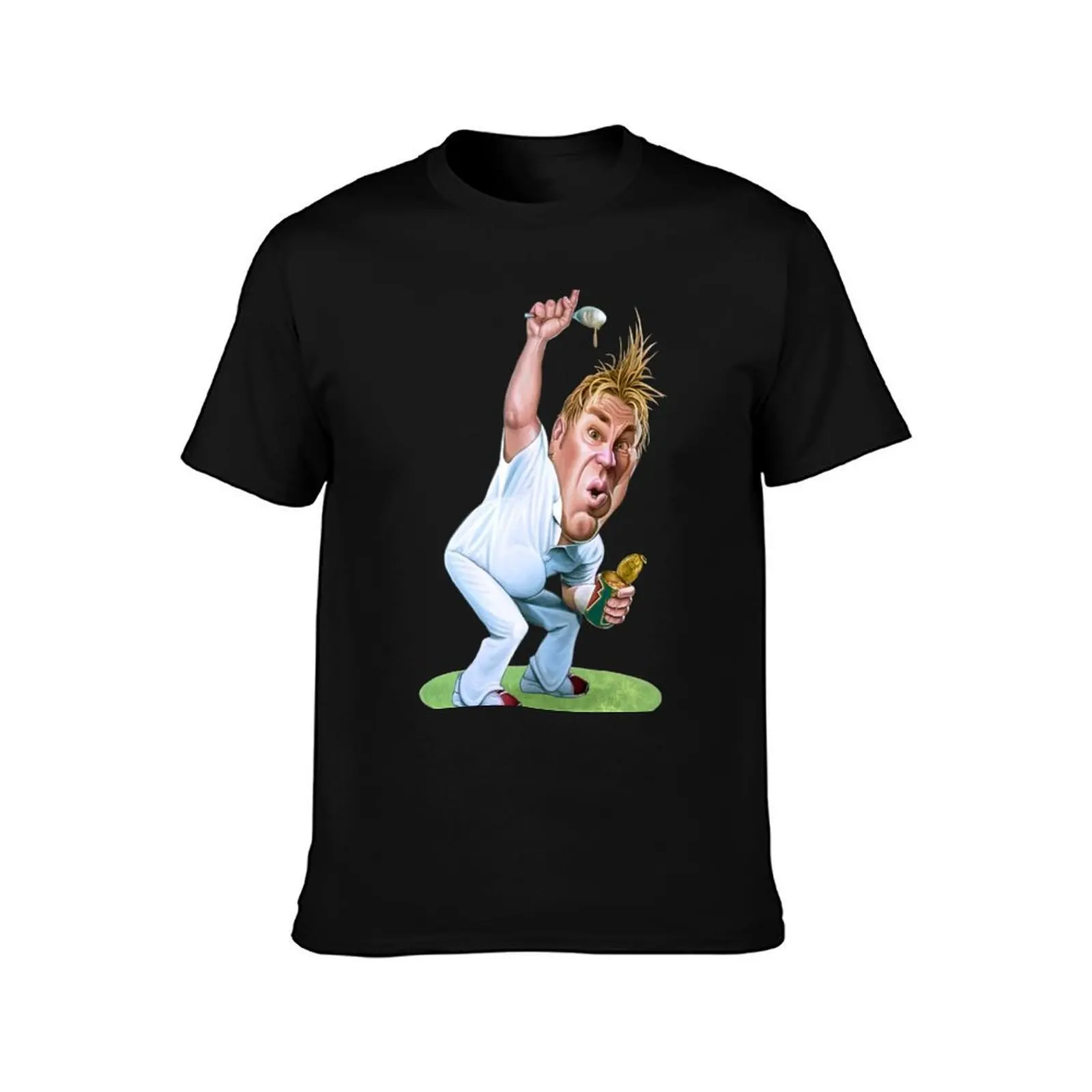 Shane Warne Will he bowl with the wind? Caricature T-Shirt, Summer Casual Cotton Tee, Oversized Streetwear Tops, 100% Cotton