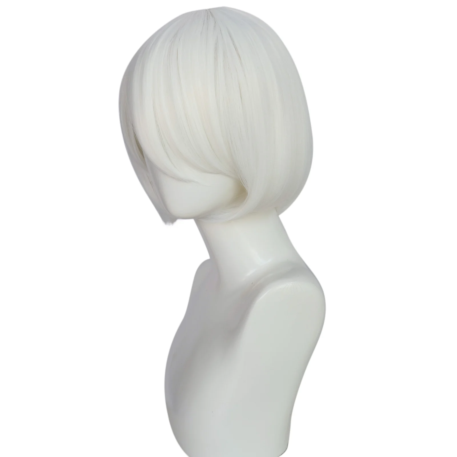 Synthetic Short Straight white Anime Cosplay Wig for Unisex, Rose Net Cap, Cosplay, Carnival Halloween Dress Up Wig