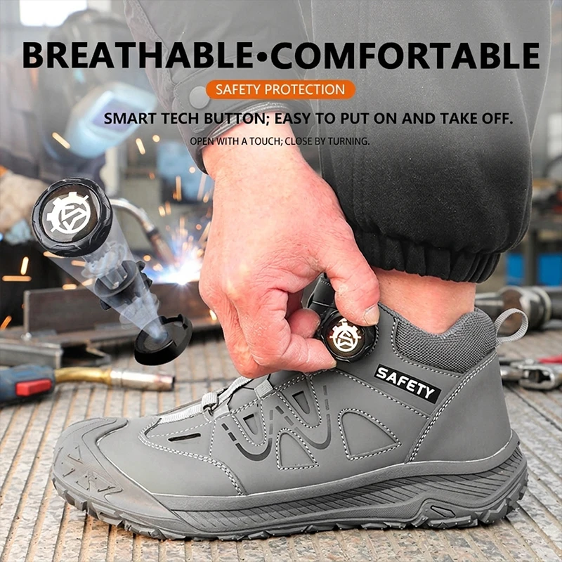 High Cut Steel Cap Puncture Proof Safety Boots Unisex for Outdoor, Mining & Heavy Industry Aerospace, Shipbuilding, Construction