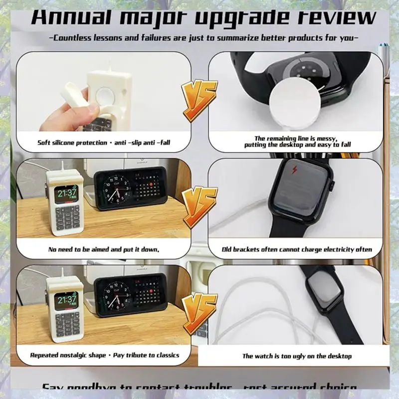 

T82C Hot Sale-Silicone Dock Desktop Holder Silicone Charging Holder Dock For Watch Charger Stand Retro Computer Pattern Ch