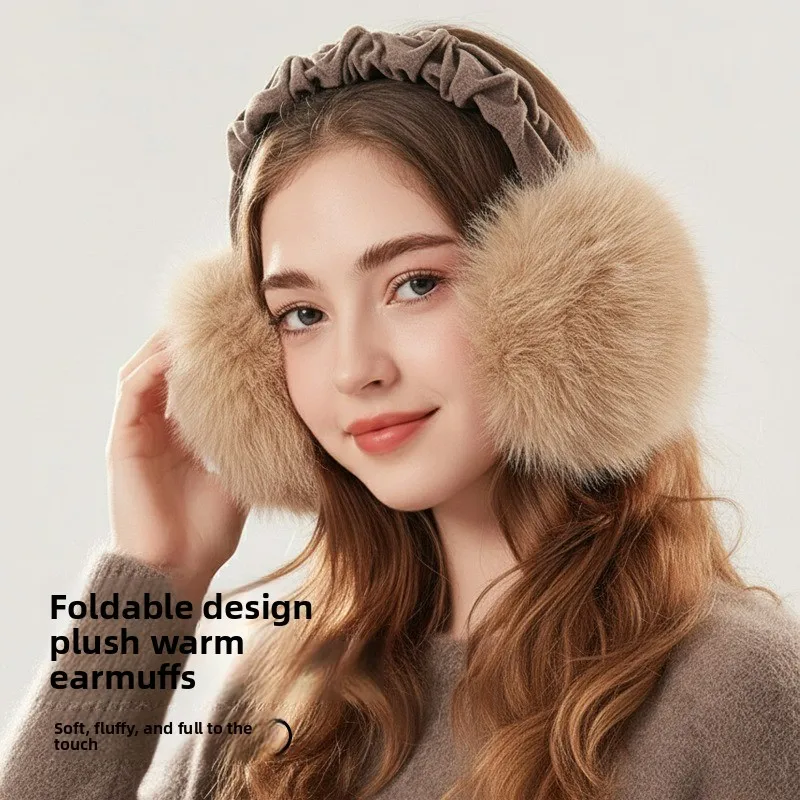 Plush Earmuffs for Women, Winter Plush Edged Earmuffs for Men, Outdoor Cycling, Windproof and Cold-proof Folding Warm Earmuffs
