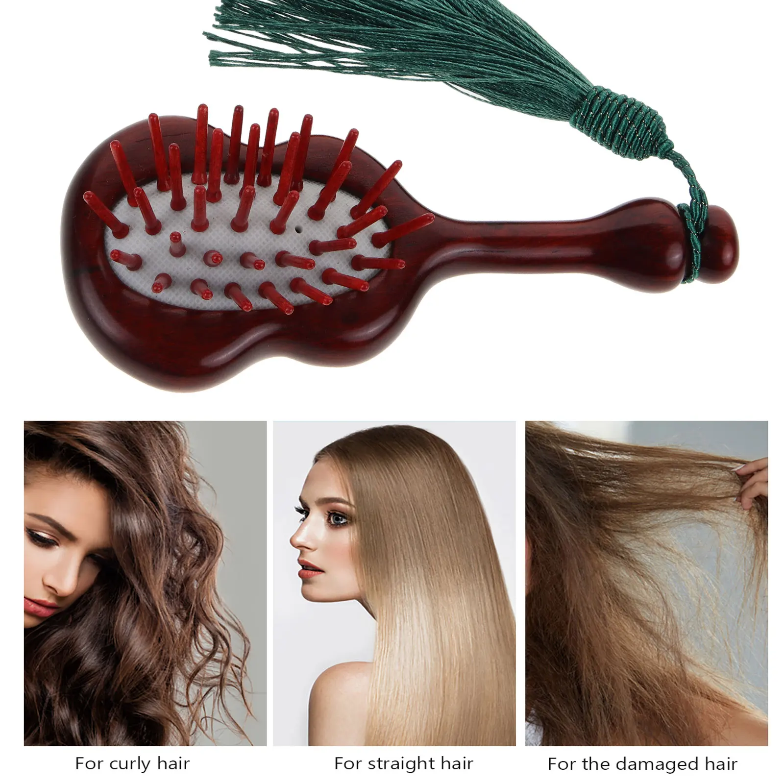 

Air Bag Comb Scalp Massage Wooden Detangler Hair Brush for Women Portable Paddle Brush Massaging Hair Comb
