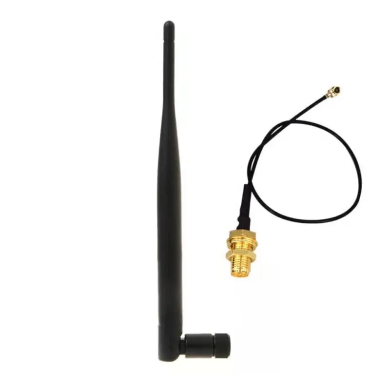 2 PCS  5dBi 2.4GHz 5GHz Dual Band WiFi RP-SMA Antenna + 2 x 20cm U.fl / IPEX Cable SMA female head female pin external antenna