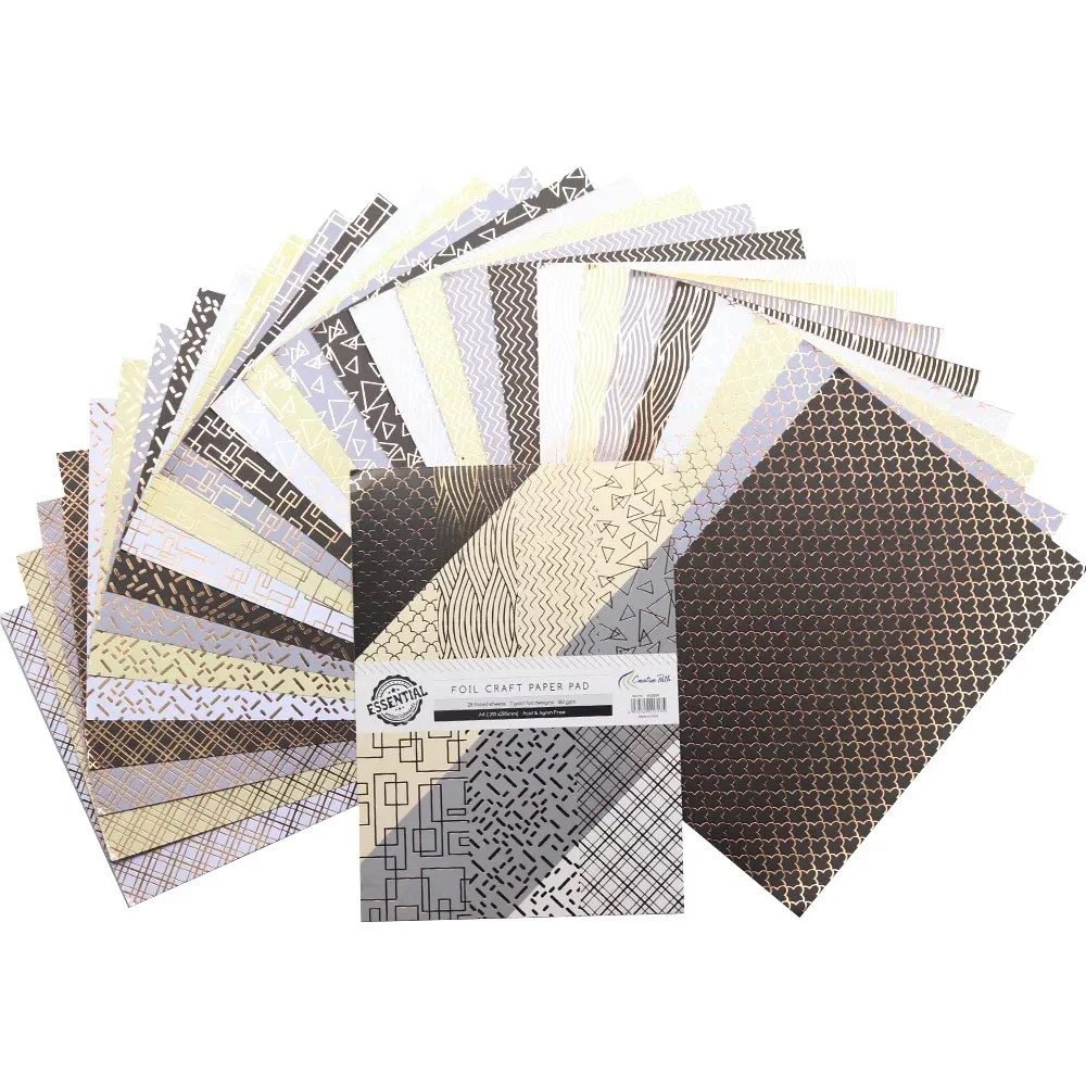 Kreative Goldblattblätter im A4-Format, strukturiertes, dekoratives Scrapbooking-Papier, Gold-Silber-Folien-Bastelpapierblock für Planer und Journaling – Detail 22