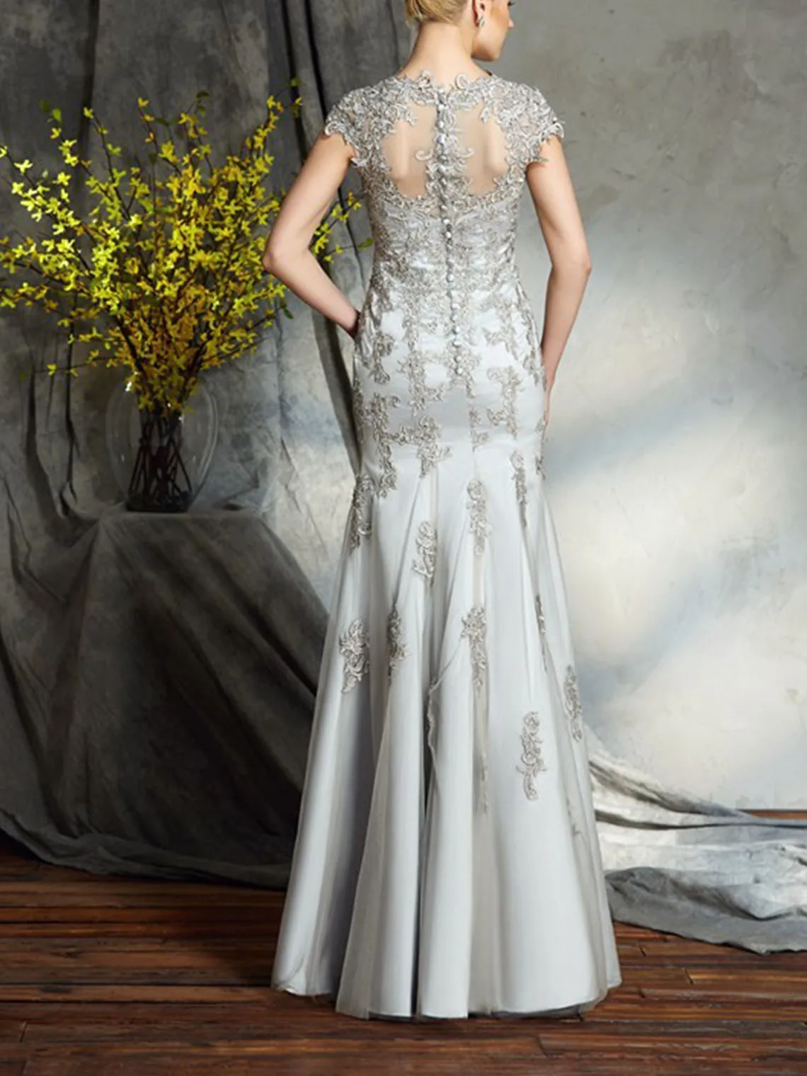 Luxe vintage schede avondjurk tule lieverd halslijn kapmouw vloerlengte applicaties galajurk 2025, gratis aangepast