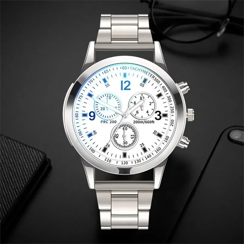 Mode hommes Bracelet montres ensemble de luxe hommes sport argent acier inoxydable montre à Quartz homme d'affaires montre-Bracelet décontractée