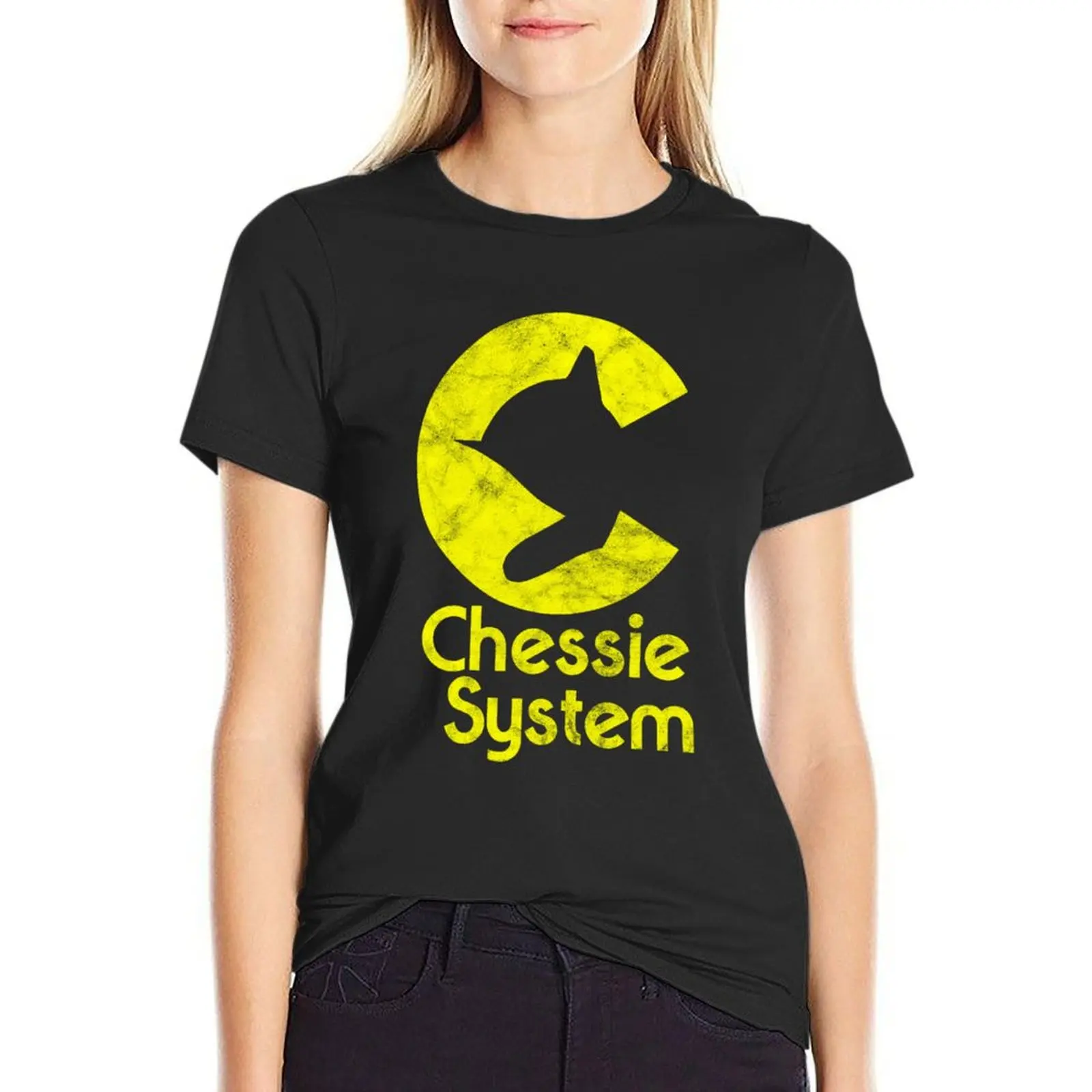

Chessie System T-Shirt summer tops blacks lady clothes Women clothing