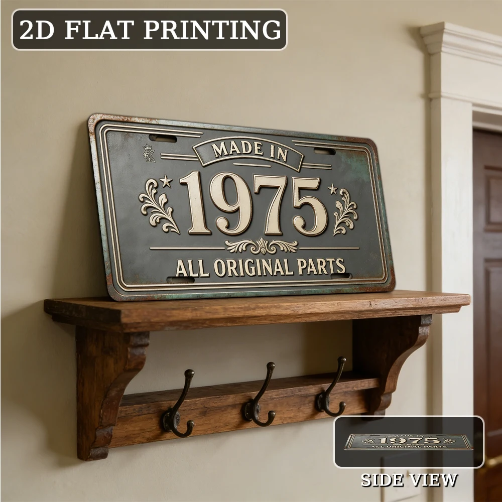 2D Flat, [2D Flat] 2D Flat Plane, 1pc, Vintage Metal Aluminum Sign 30.48 X 15.24 cm, Made in 1975, Genuine Part, Outdoor Plaque