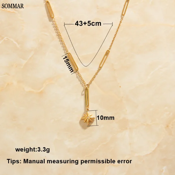 SOMMAR 2022 summer Birthday Gift Gold Plated Female Friend pendant six-pointed star multi-layer necklaces luxury