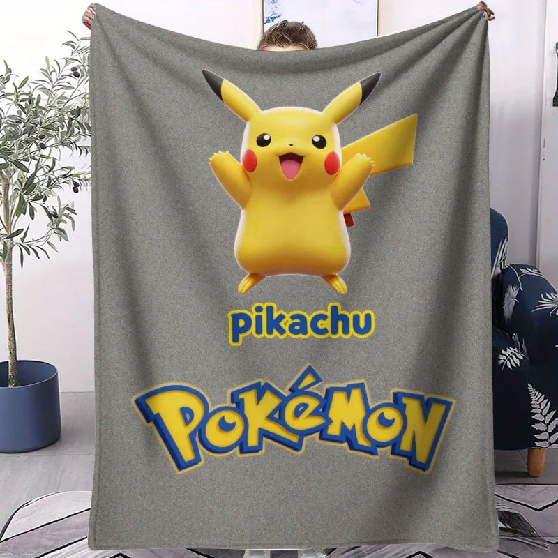 

Плед из фланели с принтом Покемон Пикачу, мягкий, теплый, плюшевый, для дивана, кровати, накидка, для сна, путешествий, кемпинга, для фанатов аниме, милый подарок