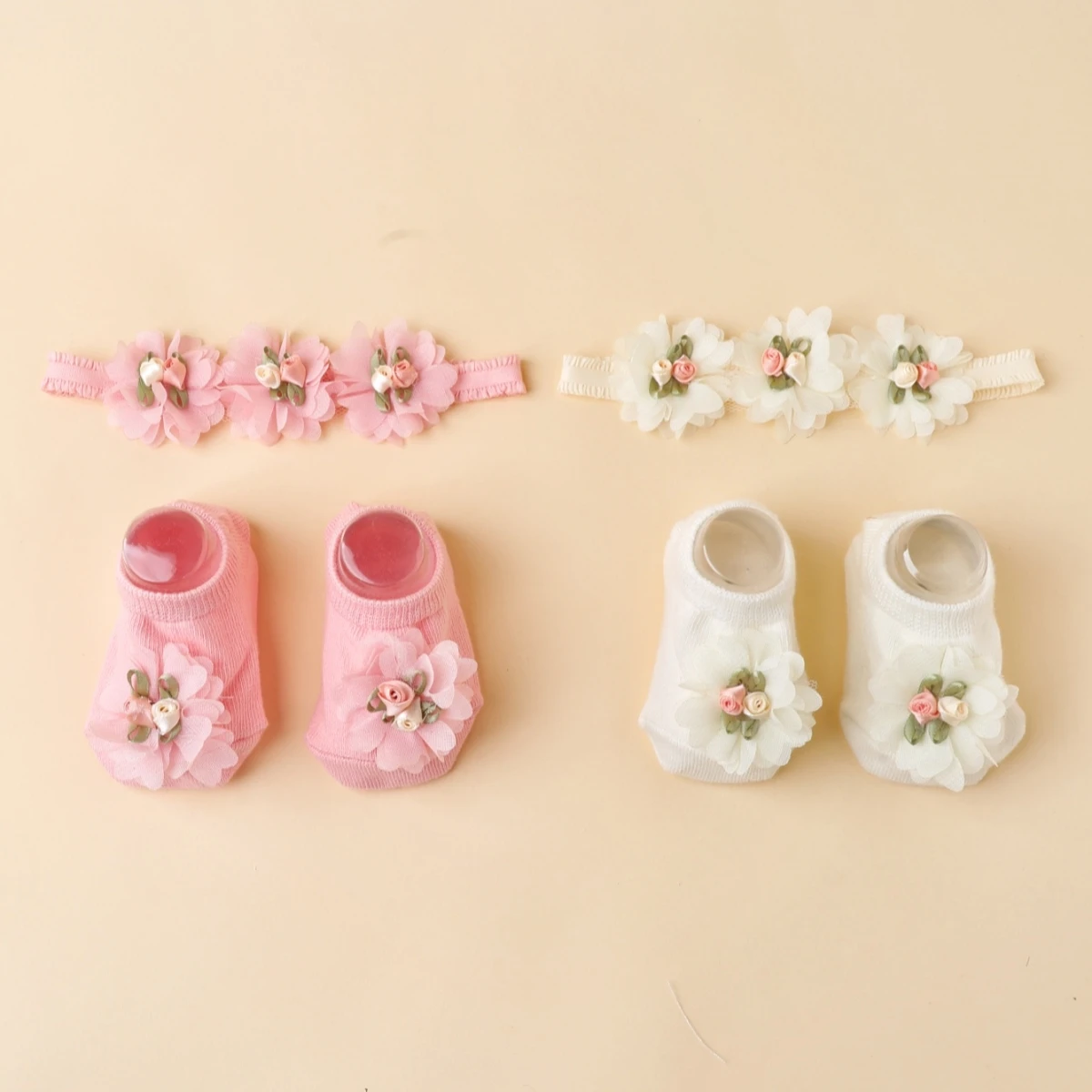 

Baby Flower Headbands and Socks 2pcs Set Newborn Lace Headband Cute Photograpjy Props