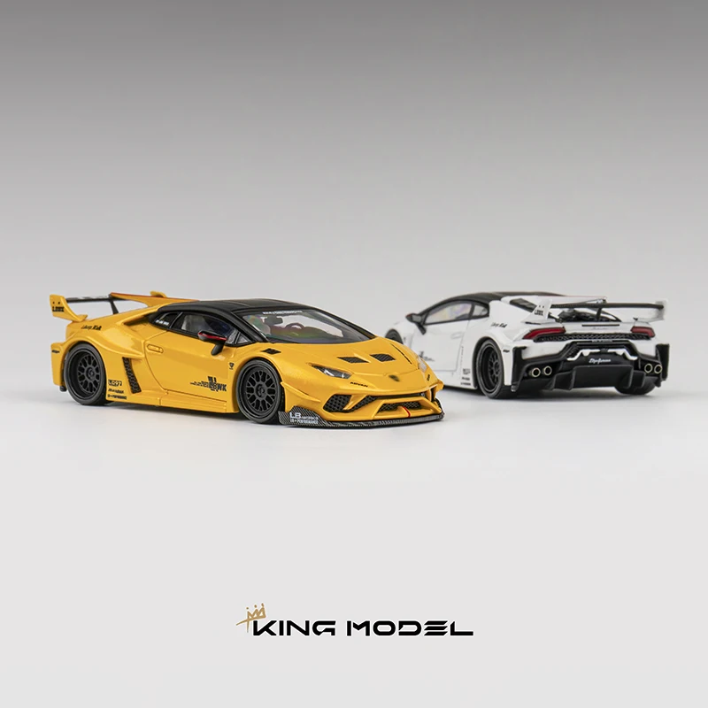 King In Stock 1:64 LBWK Huracan Opened Hood Diecast Diorama Car Model Collection Toy