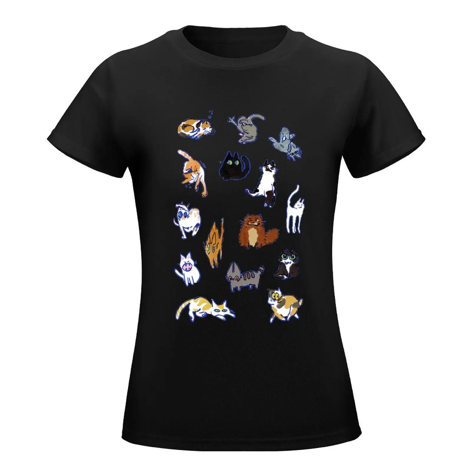 this is a sheet of cat T-Shirt funny shirts graphic tees Female clothing oversized rock and roll t shirts for Women