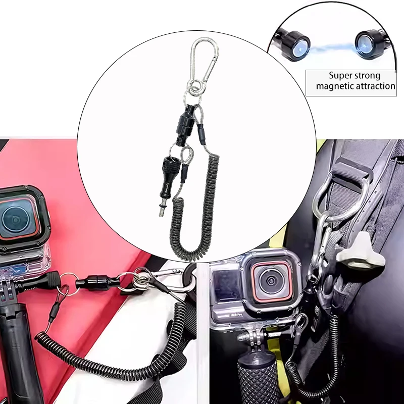 

Aquanic UltraMagnetic Carabiner Keychain - Retractable Lanyard for Insta360/GoPro/DJI, Aluminum Thumbscrews, Quick Release.