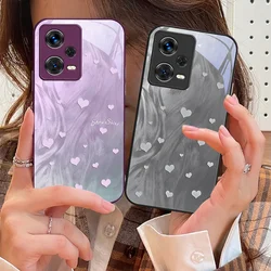 Gradient Love White For Xiaomi 14 Ultra 13 Lite Redmi Note 13 11 Pro 12 Plus Poco X6 3 Pro F4 6 GT Tempered Glass Phone Case