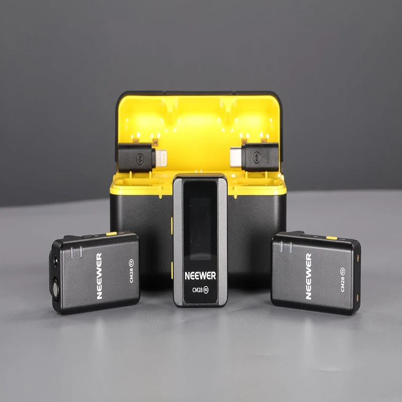 Neewer CM28 Wireless Lav Mic w/Charging Case, Noise Canceling 4GB 9Hrs 48KHz/16Bit for iPhone/iPad/Android/PC/Camera