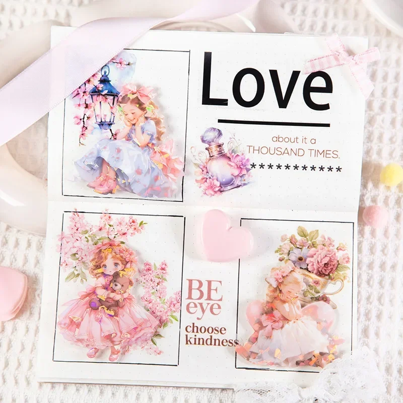 

10Sheets Sweetheart Cute girls Material Stickers Strawberry Character Sticker Decorative Package Scrapbook cut Supplies 138*90mm