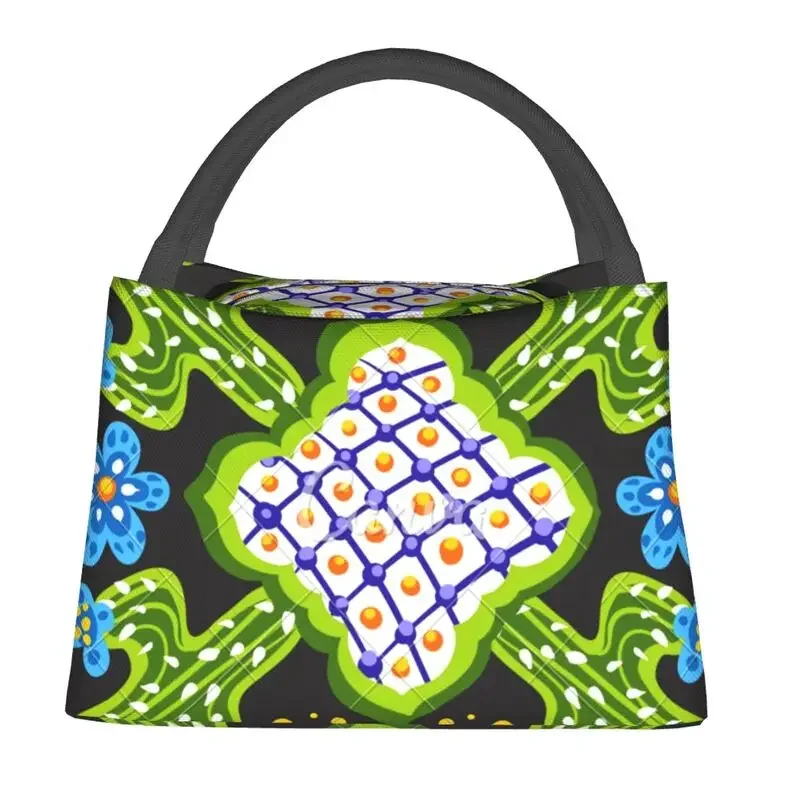 Mexican Talavera Ceramic Tile Mandala Dotted Lunch Bags Women Cooler Thermal Insulated  Box for Picnic Camping Work Travel