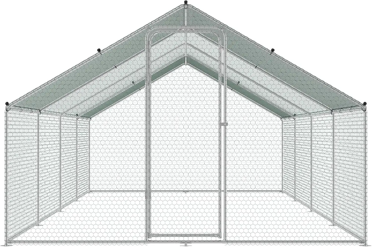 Large Metal Chicken Coop with Run, 9.8x25.6x6.5 ft Walk-in Chicken Runs for Yard with Cover