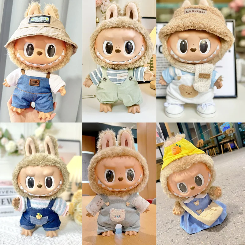 For 38cm Labubu Mokoko Only Only clothes Series Vinyl Cute Fashion Spring Strap Pants Pajama Doll Cosplay Accessories Gift