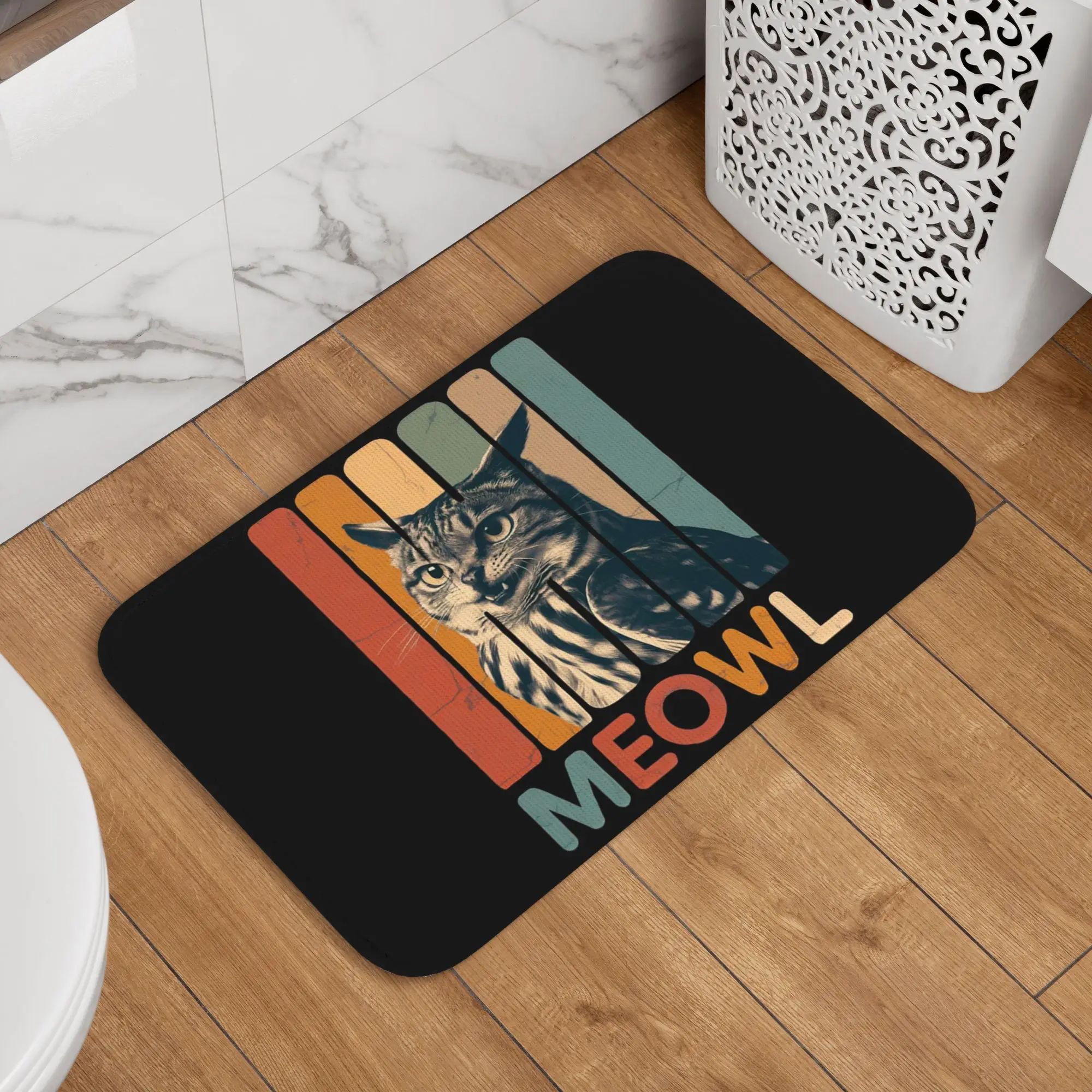 Meowl Cat Owl Funny Internet Doormat Durable Carpet Rug Kitchen Entrance Home Floor Mat for Bathroom Footpad Mats