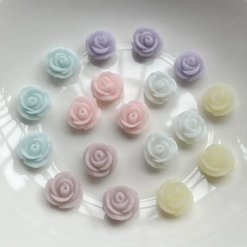 50 pcs 10mm resin light variable rose flat back flower scrapbook wedding decoration decal crafts DIY decoration accessories