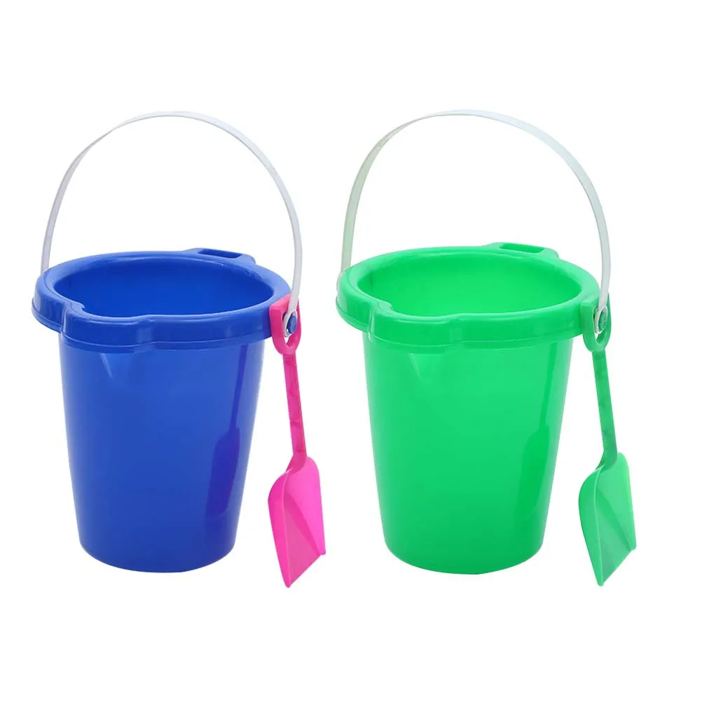 2 قطعة دلاء بلاستيكية للأطفال دلو مياه صغير محمول للشاطئ للأطفال في الهواء الطلق أدوات لعب الرمل المتينة حامل الرمل