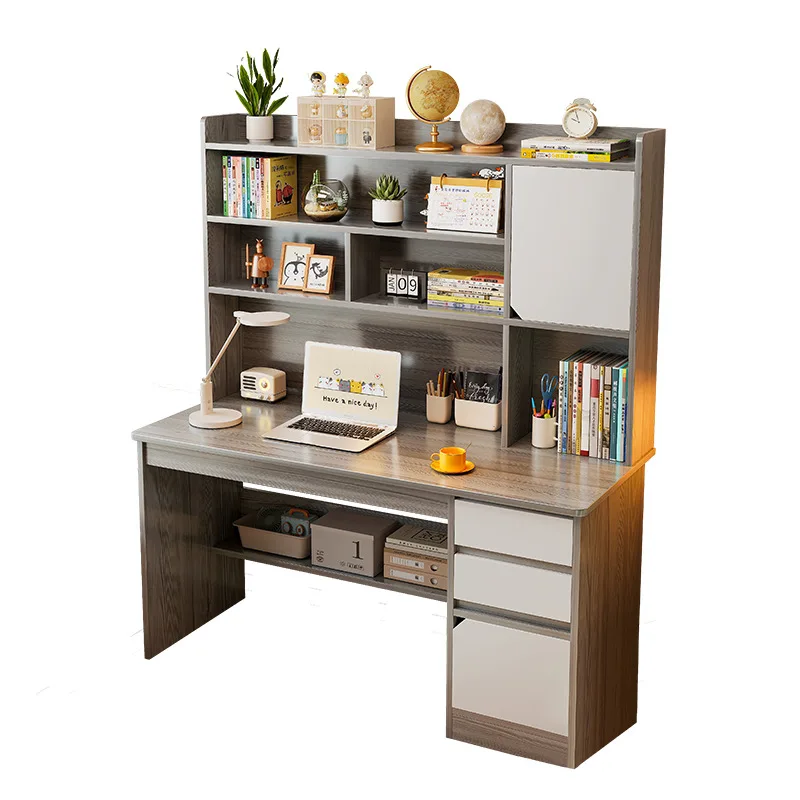 Modern Home Office Furniture Student Writing Desk with Integrated Bookcase Computer Bookshelf Combination for Household Use