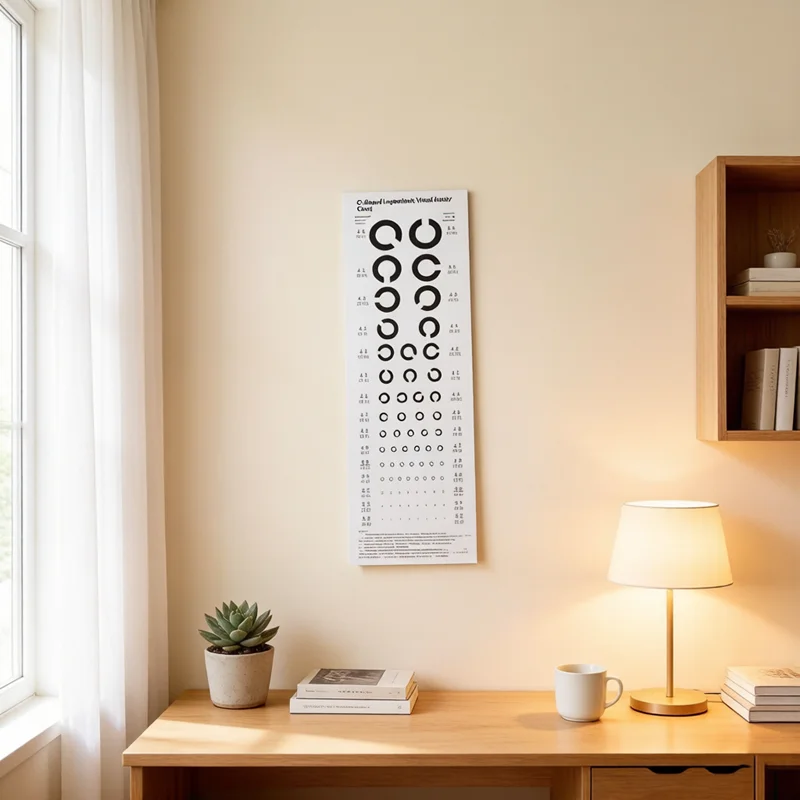 Near Eye Exam Vision Chart, Broken C Decimal Test Card, Durable Optical Tool for Hospital, Clinic and Household Eye Checking