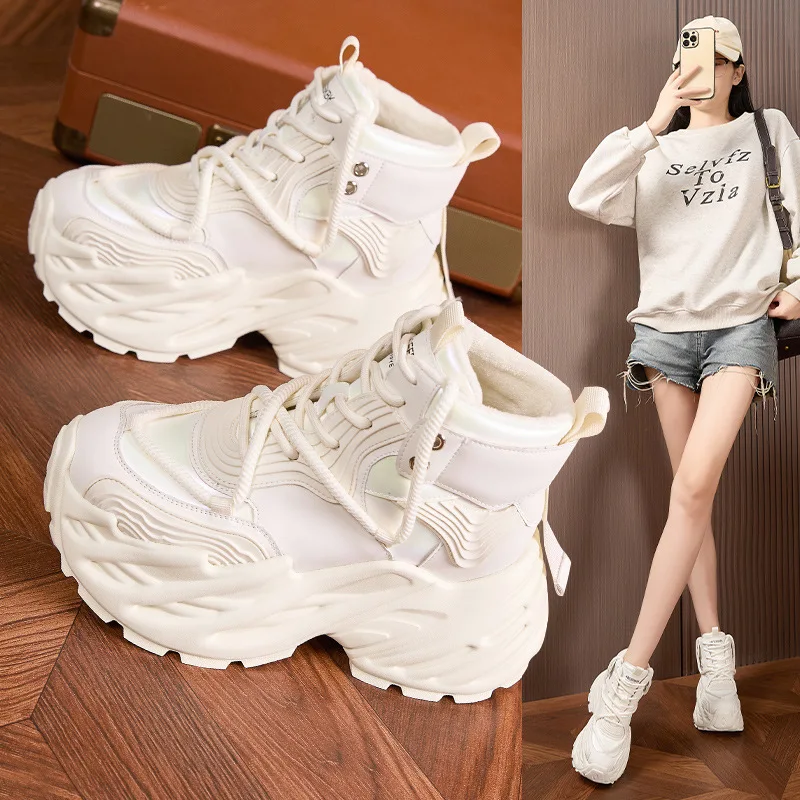 المرأة المخملية حذاء كاجوال سيدة شتاء نمط جديد 9 سنتيمتر الارتفاع زيادة أحذية رياضية باطن سميكة تنوعا الدافئة عالية الجودة الأحذية #3