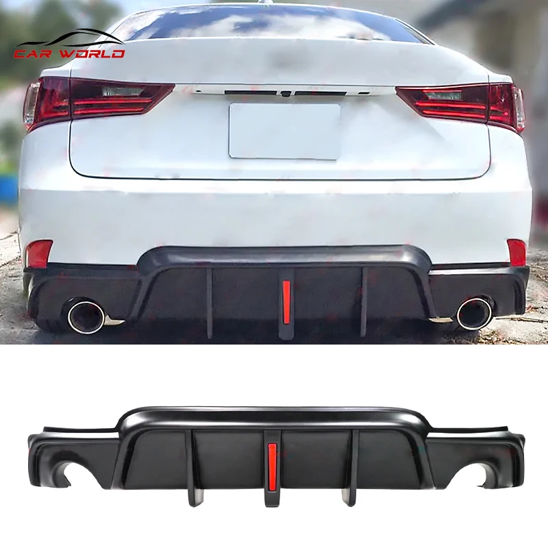 Carworld car diffuser for 2013-2016 Lexus is300 is200t rear bumper lip for IS350 rear lip with led light style plastic material