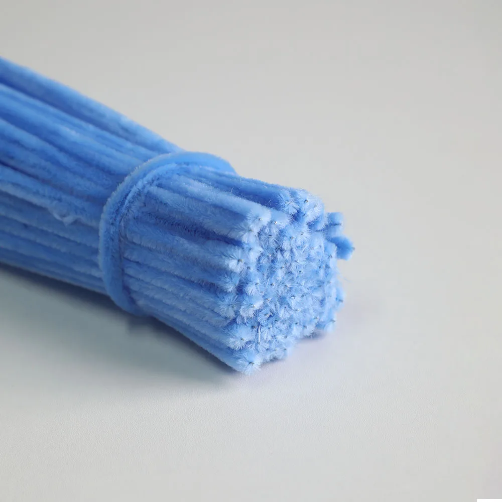 100 stuks 5 Kleuren Verloop Blauw Pipe Cleaners Chenille Stengels, Pipe Cleaners Knutselset, Pipe Cleaners Set voor DIY Kunst en Knutselen - afbeelding 1