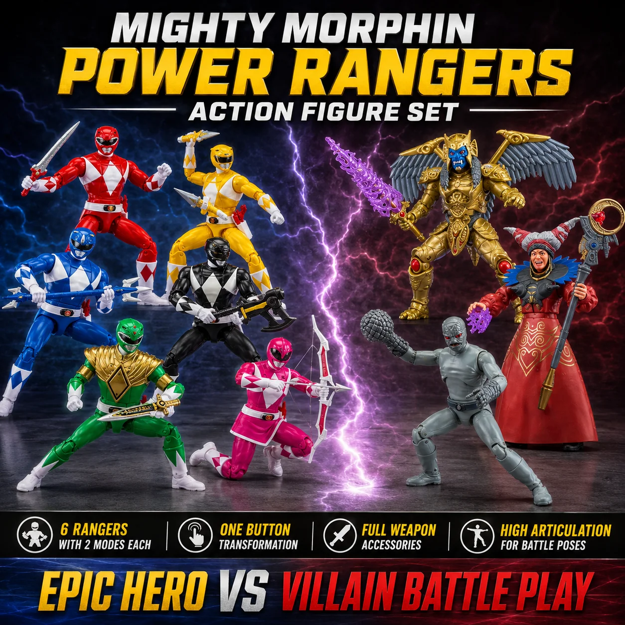 Figuras Colecionáveis Originais Mighty Morphin Power Rangers Re-Ignition Auto-Morphin Rita Repulsa Goldar Putty Patroller Brinquedos para Crianças