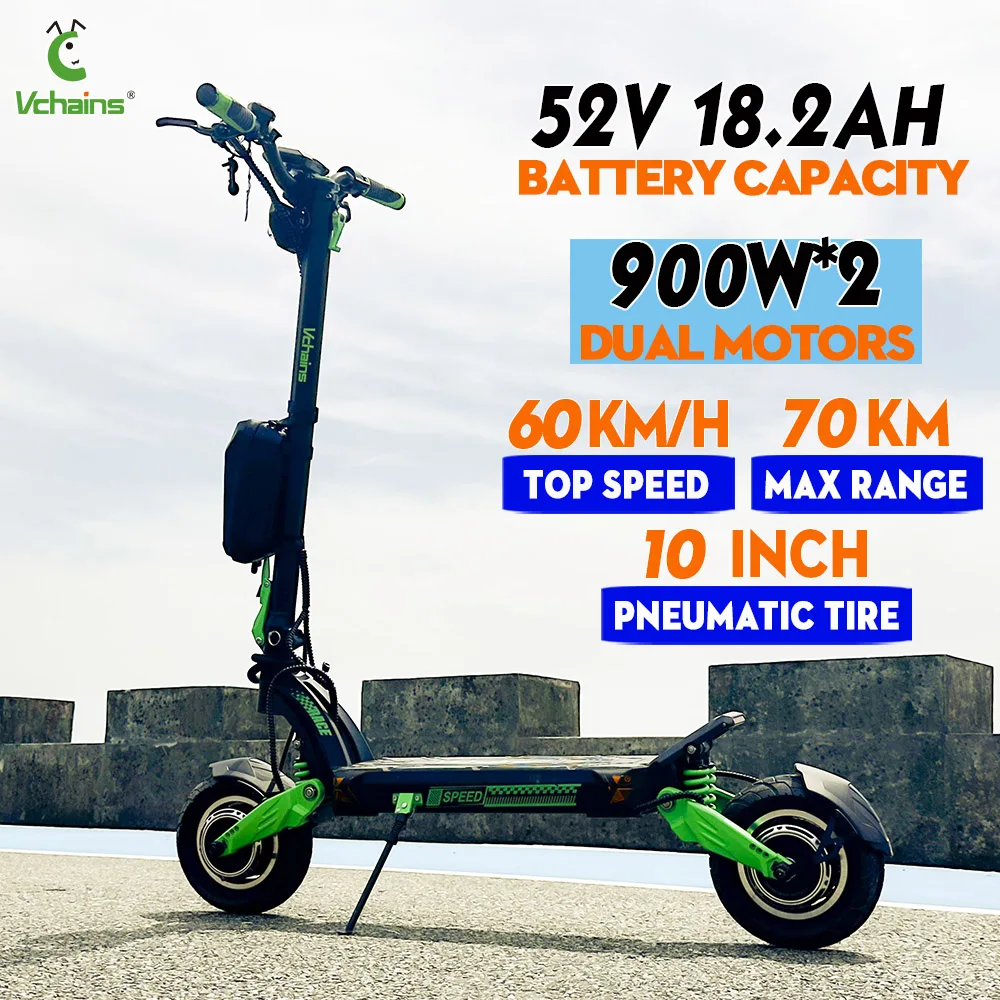 

Vchains Hunt V10 e scooter 1800W 52V18.2AH 10 Inch Tire patinete eléctrico Speed Limit 25km/h 60km/h Foldable Electric Scooter